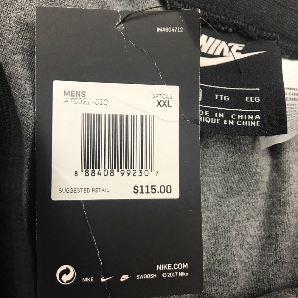 Nike N7 Sportswear Shorts/Pants Black/Grey XXL - Picture 7 of 8